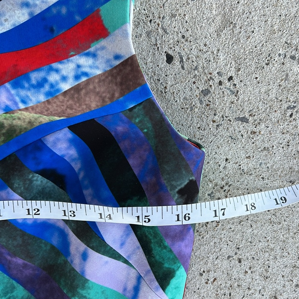 Milly Allison Mirage-Striped Multi Color Sleeveless Mini Dress Size 6 - Picture 9 of 15